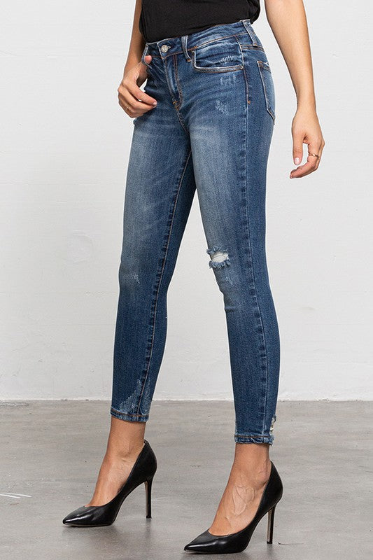 Women's fashion Insane Gene mid-rise ankle skinny jeans with a flattering fit.