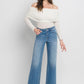 Full-length view of VERVET wide-leg ankle jeans.
