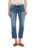 Front view of VERVET mid-rise crop slim straight jeans in medium wash.
