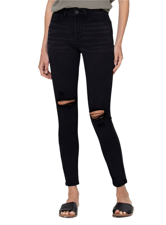 Woman wearing VERVET Super Soft High Rise Skinny Jeans in black
