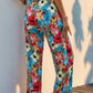 Lightweight colorful floral wide-leg pants in viscose
