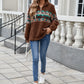 Warm brown sweatshirt with half-zip and Aztec print, great for layering.
