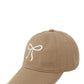 Washed finish khaki cap with embroidered ribbon
