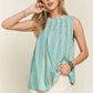 Striped Frill Neck Cotton Linen Sleeveless Top - Boho Astetic - Whimsical Clothing