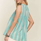 Striped Frill Neck Cotton Linen Sleeveless Top - Boho Astetic - Whimsical Clothing