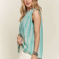 Striped Frill Neck Cotton Linen Sleeveless Top - Boho Astetic - Whimsical Clothing