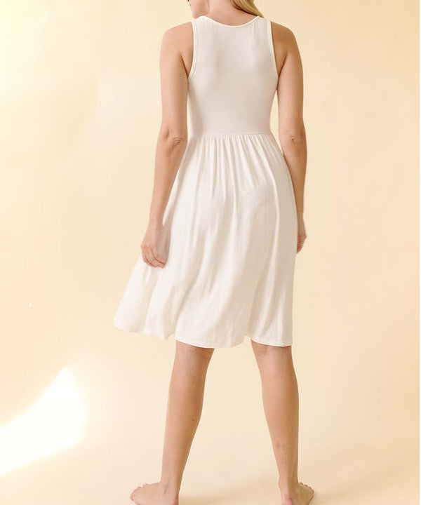 Bamboo Amy Knee Length Dress | whimsical white dress