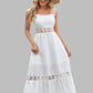 Crochet Wide Strap Whimsical White Midi Dress | Appalachian Style