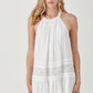 Halter Neck Lace Trim Boho Mini Whimsical White Dress