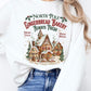 Classic white sweatshirt with festive gingerbread bakery design, ideal for holiday events.