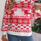 Front view of the white festive reindeer snowflake sweater, perfect for casual holiday outfits.

