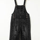 Comfortable women’s black denim overalls with a relaxed, roomy fit.
