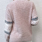 Winter pink snowflake knit sweater with a charming design, perfect for keeping warm in style.

