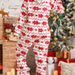 warm festive hooded onesie with snowflake pattern
