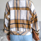 Stylish women’s plaid button-up jacket with a classic collared design.
