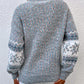 Women’s cloudy blue snowflake knit sweater, perfect for festive gatherings or casual winter wear.

