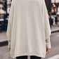 Soft fabric ivory batwing sleeve cardigan with ribbed detail for subtle style