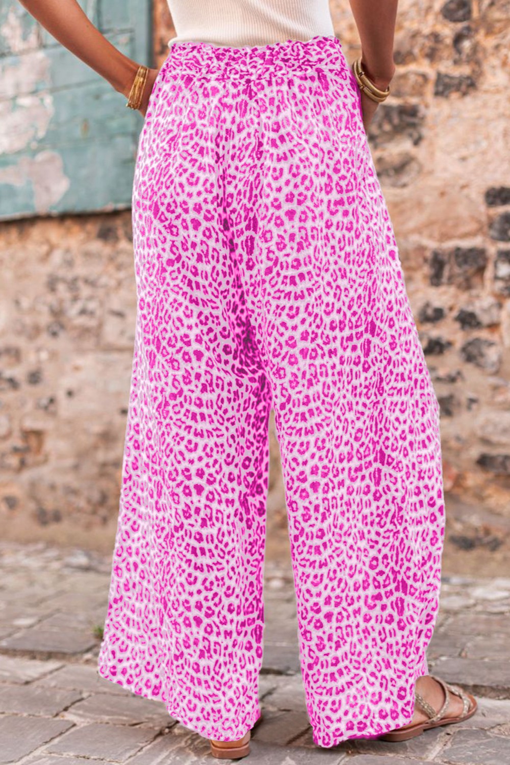 Relaxed fit leopard pants with wide leg style for comfort