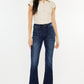 Slim flare jeans with a mid-rise waist for women
