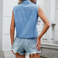 Casual denim tie top, great for pairing with jeans or shorts for a comfortable, fashionable outfit