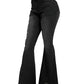 Women's black flare jeans with high waist and comfortable stretch.
