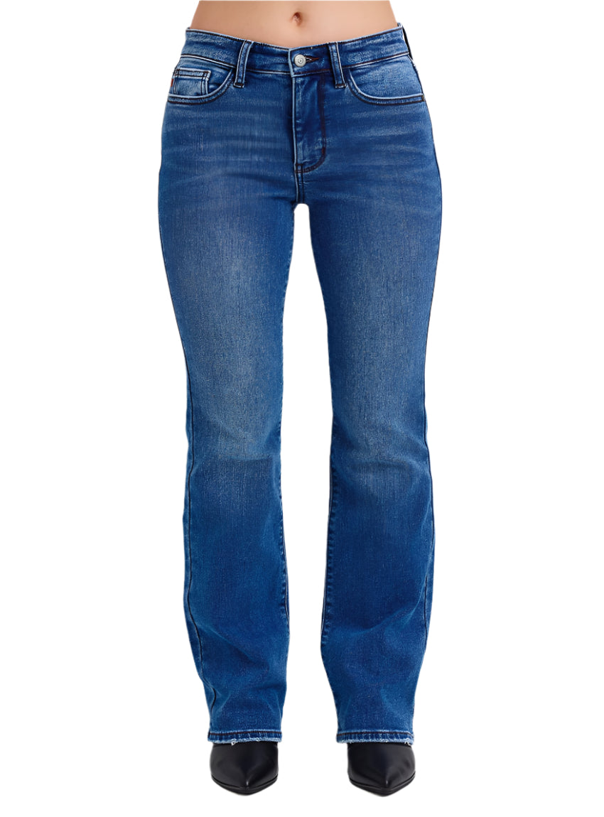 Judy Blue mid-rise bootcut jeans with thermal lining for cooler days
