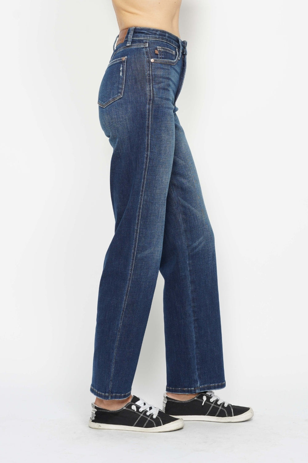 Figure-flattering high waist tummy control jeans for a sleek look.
