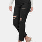 Zenana Jeans | Distressed Raw Hem Cropped Leg | Black Denim